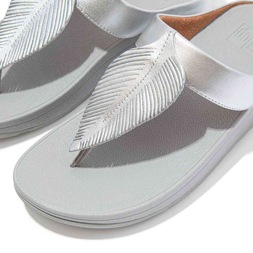 Fitflop Womens Sandals Silver - Fino Feather Metallic Toe-post - RM7341028